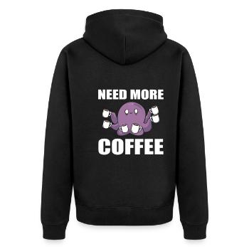 Need More Coffee Barista - Unisex Premium Bio Zip Hoodie - Schwarz - Hinten - Nico (187cm)