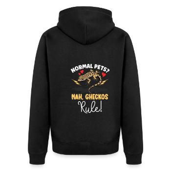 Lustiger Leopardgecko-besitzer, Reptilien-humor, - Unisex Premium Bio Zip Hoodie - Schwarz - Hinten - Nico (187cm)
