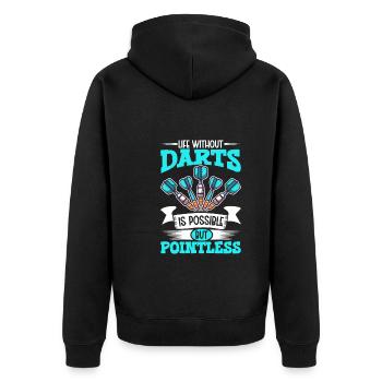 Darts Darts Player Dartboard Darts - Unisex Premium Organic Zip Hoodie - black - Back - Nico (187cm)