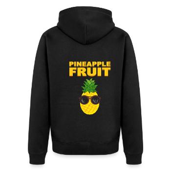 Ananasfrucht Rancher - Unisex Premium Bio Zip Hoodie - Schwarz - Hinten - Nico (187cm)