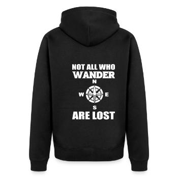 Kompass Erkundung der Welt Kapitän - Unisex Premium Bio Zip Hoodie - Schwarz - Hinten - Nico (187cm)