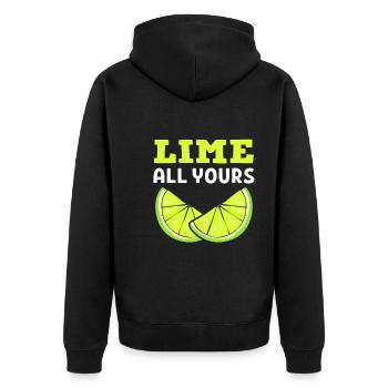 Lime All Yours Obstzüchter - Unisex Premium Bio Zip Hoodie - Schwarz - Hinten - Nico (187cm)