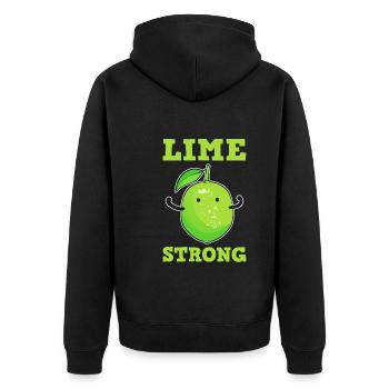 Lime Strong Landwirte - Unisex Premium Bio Zip Hoodie - Schwarz - Hinten - Nico (187cm)
