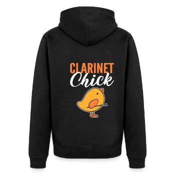 Lustiges Tier mit Klarinette Musiker - Unisex Premium Bio Zip Hoodie - Schwarz - Hinten - Nico (187cm)