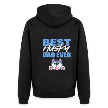 Best Husky Dad Ever Hundetrainer - Unisex Premium Bio Zip Hoodie - Schwarz - Hinten - Nico (187cm)