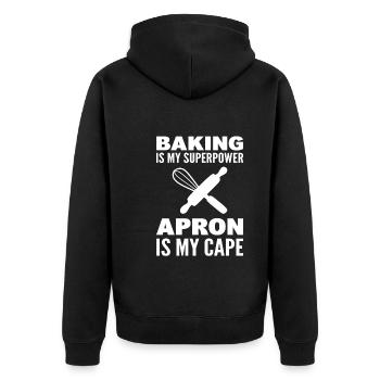 Baking Is My Superpower Apron Is My Cape Konditor - Unisex Premium Bio Zip Hoodie - Schwarz - Hinten - Nico (187cm)