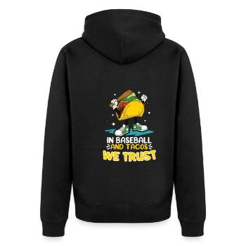 Taco Mexican Food Baseball Card Joueur de baseball - Veste à capuche bio Premium Unisexe - noir - Dos - Nico (187cm)