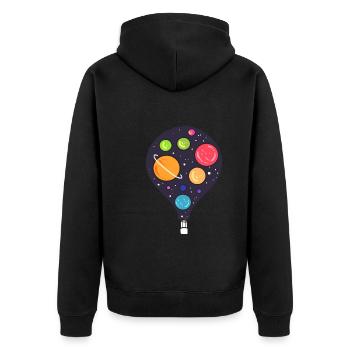 Heißluftballon Raumfahrt Astronaut - Unisex Premium Bio Zip Hoodie - Schwarz - Hinten - Nico (187cm)