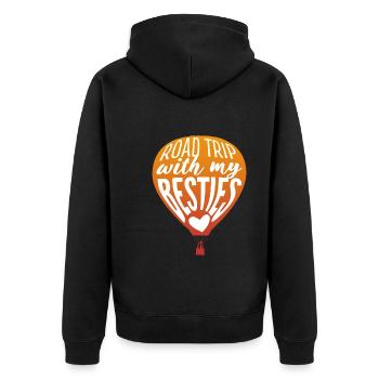 Heißluftballon Abenteuer Abenteurer - Unisex Premium Bio Zip Hoodie - Schwarz - Hinten - Nico (187cm)