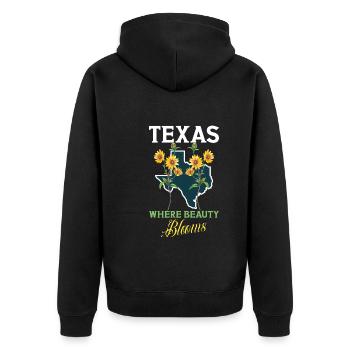 Texas Wildflowers Season Fields Flowers Texas - Unisex Premium Organic Zip Hoodie - black - Back - Nico (187cm)