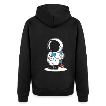 Astronaut spielt Yoyo Astronaut - Unisex Premium Bio Zip Hoodie - Schwarz - Hinten - Nico (187cm)