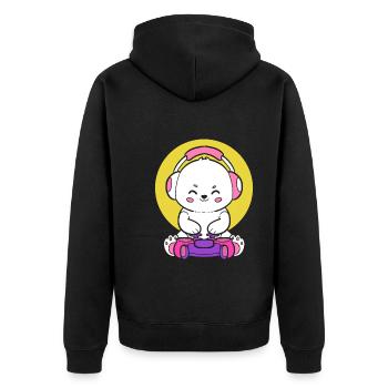 Eisbärenspiele Spieler - Unisex Premium Bio Zip Hoodie - Schwarz - Hinten - Nico (187cm)