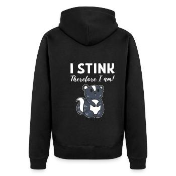 I Stink Therefore I Am Wildtierspezialist - Unisex Premium Bio Zip Hoodie - Schwarz - Hinten - Nico (187cm)