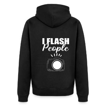 I Flash People Hochzeitsfotograf - Unisex Premium Bio Zip Hoodie - Schwarz - Hinten - Nico (187cm)