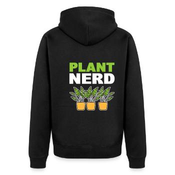 Plant Nerd Ökologe - Unisex Premium Bio Zip Hoodie - Schwarz - Hinten - Nico (187cm)