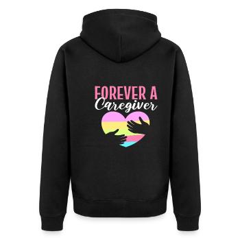 Stolze Pflegekraft - Unisex Premium Bio Zip Hoodie - Schwarz - Hinten - Nico (187cm)