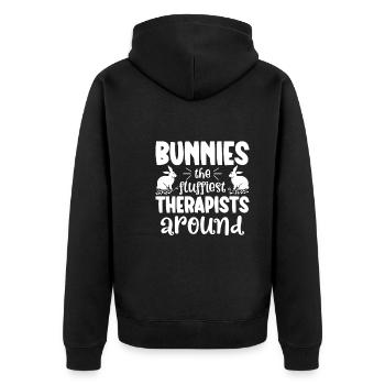 Hasenbesitzer Hasenliebhaber Hasenmutter Hase Papa - Unisex Premium Bio Zip Hoodie - Schwarz - Hinten - Nico (187cm)