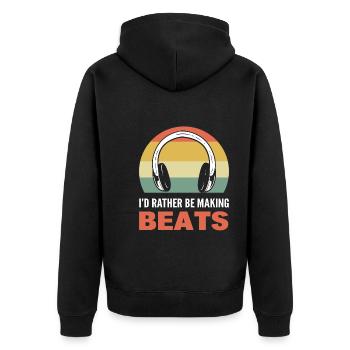 I'd Rather Be Making Beats Komponist - Unisex Premium Bio Zip Hoodie - Schwarz - Hinten - Nico (187cm)