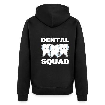 Dental Squad Kieferorthopäden - Unisex Premium Bio Zip Hoodie - Schwarz - Hinten - Nico (187cm)