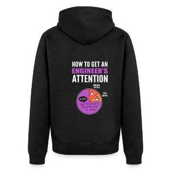 How To Get An Engineer's Attention Bauingenieur - Unisex Premium Bio Zip Hoodie - Schwarz - Hinten - Nico (187cm)