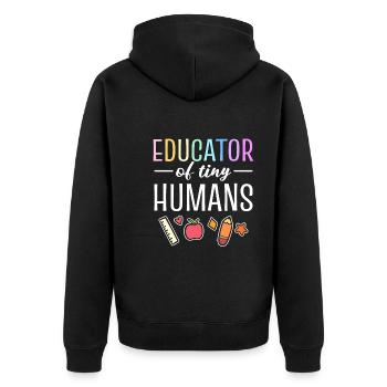 Educator Of Tiny Humans Tutor - Unisex Premium Bio Zip Hoodie - Schwarz - Hinten - Nico (187cm)