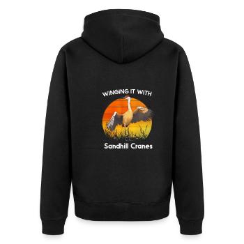 Sandhill Crane Lovers Bird Watching - Unisex Premium Organic Zip Hoodie - black - Back - Nico (187cm)