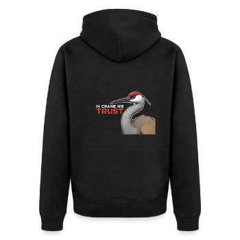 Sandhill Kranichliebhaber Vogelbeobachtung - Unisex Premium Bio Zip Hoodie - Schwarz - Hinten - Nico (187cm)