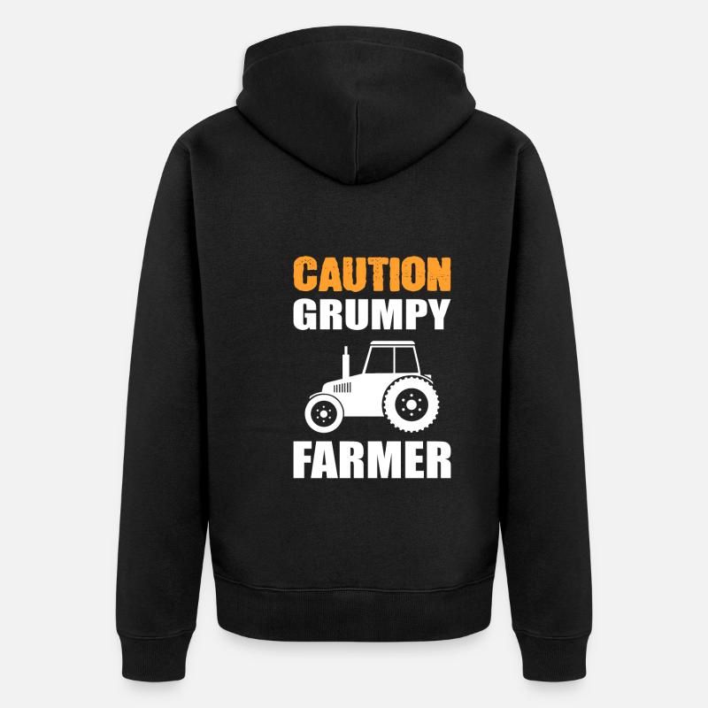 Caution Grumpy Farmer Bauer - Unisex Premium Bio Zip Hoodie - Schwarz
