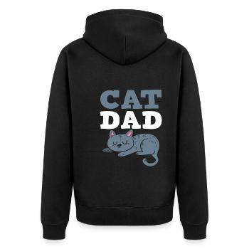 Cat Dad Katzenvater - Unisex Premium Bio Zip Hoodie - Schwarz - Hinten - Nico (187cm)