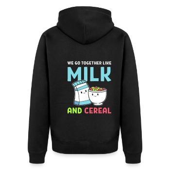We Go Together Like Milk And Cereal Frühstück - Unisex Premium Bio Zip Hoodie - Schwarz - Hinten - Nico (187cm)