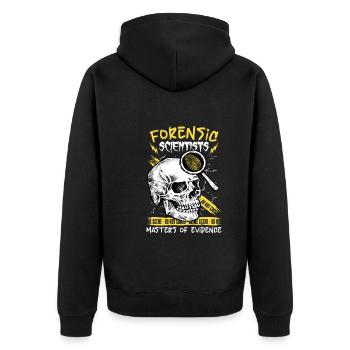 Pathologe, Forensik-experte, Tatortanalytiker - Unisex Premium Bio Zip Hoodie - Schwarz - Hinten - Nico (187cm)