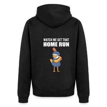 Ente spielt Baseball - Unisex Premium Bio Zip Hoodie - Schwarz - Hinten - Nico (187cm)
