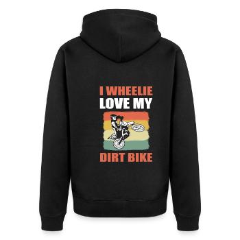 I Wheelie Love My Dirt Bike Motocross -Fahrer - Unisex Premium Bio Zip Hoodie - Schwarz - Hinten - Nico (187cm)