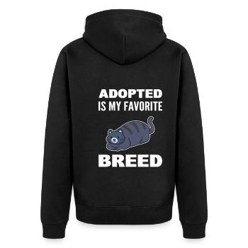Adopted Is My Favorite Breed Tierretter - Unisex Premium Bio Zip Hoodie - Schwarz - Hinten - Nico (187cm)