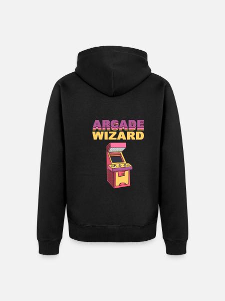 Arcade Funny Gamer Arcade -Begleiter - Unisex Premium Bio Zip Hoodie - Schwarz