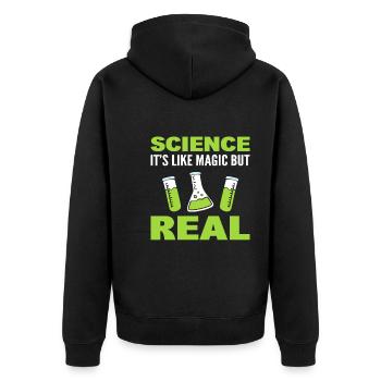 Science Is Like Magic But Real Biotechnologe - Unisex Premium Bio Zip Hoodie - Schwarz - Hinten - Nico (187cm)