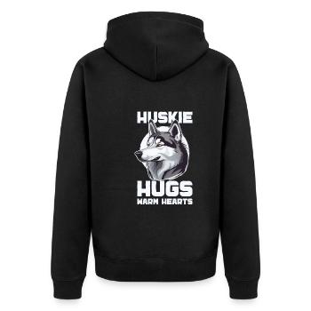 Chien de traîneau Huskie Alaska Sports d’hiver - Veste à capuche bio Premium Unisexe - noir - Dos - Nico (187cm)