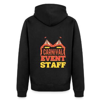 Carnival Event Staff Ringmeister - Unisex Premium Bio Zip Hoodie - Schwarz - Hinten - Nico (187cm)