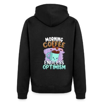 Coffee lover Caffeine and positivity Coffee-themed - Unisex Premium Organic Zip Hoodie - black - Back - Nico (187cm)