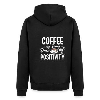 Coffee lover Caffeine and positivity Coffee-themed - Unisex Premium Organic Zip Hoodie - black - Back - Nico (187cm)