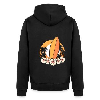 Surfbrett Surfer - Unisex Premium Bio Zip Hoodie - Schwarz - Hinten - Nico (187cm)