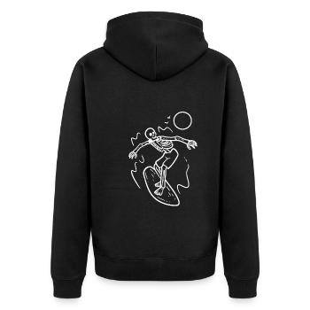 Surfen Skelett Surfboarder - Unisex Premium Bio Zip Hoodie - Schwarz - Hinten - Nico (187cm)