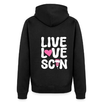 Live Love Scan Medizinischer Sonograph - Unisex Premium Bio Zip Hoodie - Schwarz - Hinten - Nico (187cm)