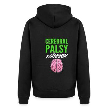 Cerebral Palsy Warrior Genetiker - Unisex Premium Bio Zip Hoodie - Schwarz - Hinten - Nico (187cm)