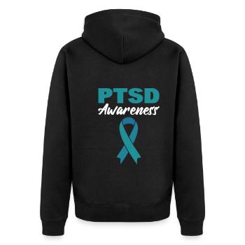 PTSD Awareness Psychischer Gesundheitsberater - Unisex Premium Bio Zip Hoodie - Schwarz - Hinten - Nico (187cm)