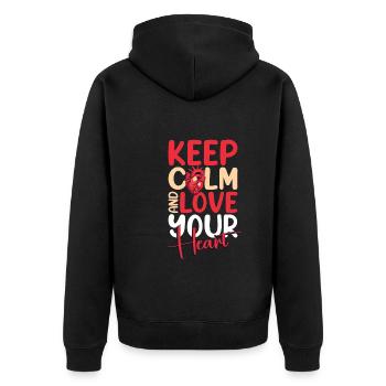 Gesunder Herzschlag Februar-herzbewusstsein - Unisex Premium Bio Zip Hoodie - Schwarz - Hinten - Nico (187cm)