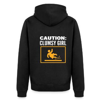 Ungeschicktes Mädchen Hausmeister - Unisex Premium Bio Zip Hoodie - Schwarz - Hinten - Nico (187cm)