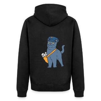 Postbotenkatze Briefträger - Unisex Premium Bio Zip Hoodie - Schwarz - Hinten - Nico (187cm)
