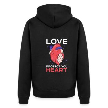 Healthy Heartbeat February Heart Awareness - Unisex Premium Organic Zip Hoodie - black - Back - Nico (187cm)