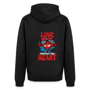 Gesunder Herzschlag Februar-herzbewusstsein - Unisex Premium Bio Zip Hoodie - Schwarz - Hinten - Nico (187cm)